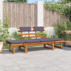 vidaXL Lettino da Giardino 2 in 1 con Cuscino 190 cm Massello Acacia