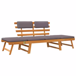 vidaXL Lettino da Giardino 2 in 1 con Cuscino 190 cm Massello Acacia - Vista aggiuntiva 2
