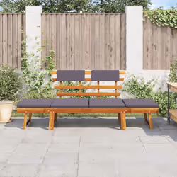vidaXL Lettino da Giardino 2 in 1 con Cuscino 190 cm Massello Acacia - Vista aggiuntiva 3