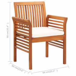 VidaXL 45964 sedia da esterno Terrazzo Seduta imbottita Legno di acacia Marrone, Crema - Vista aggiuntiva 7