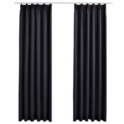vidaXL Tende Oscuranti con Ganci 2 pz Nere 140x245 cm - Vista aggiuntiva 2