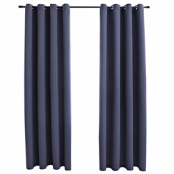vidaXL Tende Oscuranti con Anelli in Metallo 2 pz Antracite 140x175 cm - Vista aggiuntiva 2