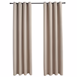 vidaXL Tende Oscuranti con Anelli in Metallo 2 pz Beige 140x245 cm - Vista aggiuntiva 2