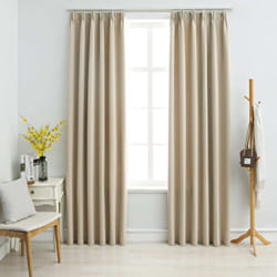 Tende Oscuranti con Ganci 2 pz Beige 140x175 cm Vidaxl 87044