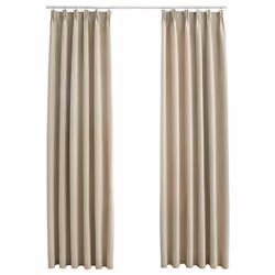 vidaXL Tende Oscuranti con Ganci 2 pz Beige 140x225 cm - Vista aggiuntiva 2