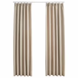 vidaXL Tende Oscuranti con Ganci 2 pz Beige 140x245 cm - Vista aggiuntiva 2