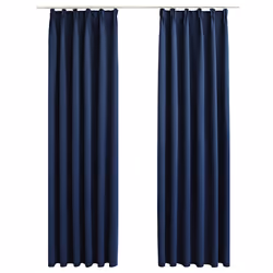 Tende Oscuranti con Ganci 2 pz Blu 140x225 cmcod mxl 103675 - Vista aggiuntiva 2