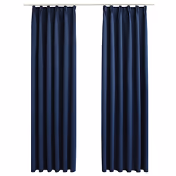 vidaXL Tende Oscuranti con Ganci 2 pz Blu 140x245 cm - Vista aggiuntiva 2