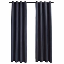 Tende Oscuranti con Anelli in Metallo 2 pz Antracite 140x245 cmcod mxl 107008 - Vista aggiuntiva 2