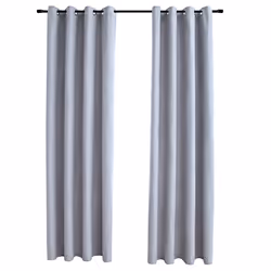 Tende Oscuranti con Anelli in Metallo 2 pz Grigie 140x225 cmcod mxl 127510 - Vista aggiuntiva 2