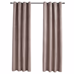 vidaXL Tende Oscuranti con Anelli Metallo 2pz Grigio Talpa 140x245 cm - Vista aggiuntiva 2