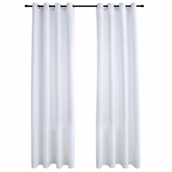 vidaXL Tende Oscuranti con Anelli in Metallo 2 pz Avorio 140x225 cm - Vista aggiuntiva 2