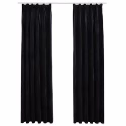 Tende Oscuranti con Ganci 2 pz Nere in Velluto 140x175 cmcod mxl 127177 - Vista aggiuntiva 2