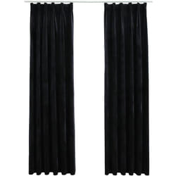 Tende Oscuranti con Ganci 2 pz Nere in Velluto 140x245 cm Vidaxl