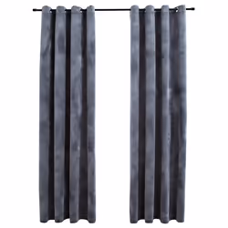 vidaXL Tende Oscuranti con Anelli 2 pz Antracite in Velluto 140x225 cm - Vista aggiuntiva 2