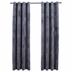 vidaXL Tende Oscuranti con Anelli 2 pz Antracite in Velluto 140x245 cm - Vista aggiuntiva 2
