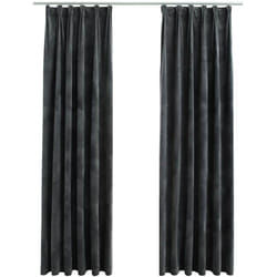Tende Oscuranti con Ganci 2 pz Antracite in Velluto 140x225 cm Vidaxl 14337
