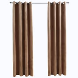 vidaXL Tende Oscuranti con Anelli 2 pz Beige in Velluto 140x175 cm - Vista aggiuntiva 2
