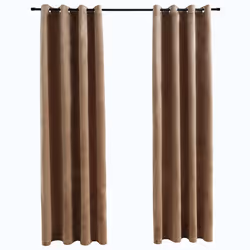 vidaXL Tende Oscuranti con Anelli 2 pz Beige in Velluto 140x245 cm - Vista aggiuntiva 2