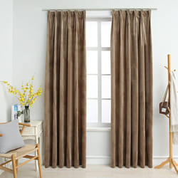 Tende Oscuranti con Ganci 2 pz Beige in Velluto 140x175 cm Vidaxl 23661