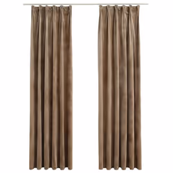 vidaXL Tende Oscuranti con Ganci 2 pz Beige in Velluto 140x245 cm - Vista aggiuntiva 2