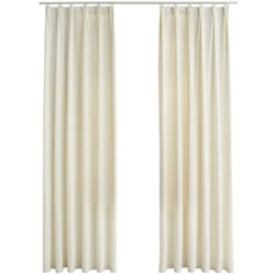 Tende Oscuranti con Ganci 2 pz Crema in Velluto 140x225 cm vidaXL