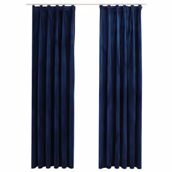 Tende Oscuranti con Ganci 2 pz Blu Scuro in Velluto 140x175 cmcod mxl 80739 - Vista aggiuntiva 2