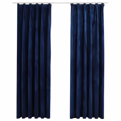 Tende Oscuranti con Ganci 2 pz Blu Scuro in Velluto 140x225 cmcod mxl 97446 - Vista aggiuntiva 2