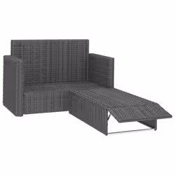vidaXL Set Divani da Giardino 2 pz con Cuscini in Polyrattan Grigio - Vista aggiuntiva 3
