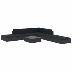 vidaXL Set Divani da Giardino 8 pz con Cuscini in Polyrattan Nero - Vista aggiuntiva 2