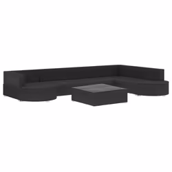vidaXL Set Divani da Giardino 8 pz con Cuscini in Polyrattan Nero - Vista aggiuntiva 3