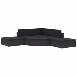 vidaXL Set Divani da Giardino 6 pz con Cuscini in Polyrattan Nero - Vista aggiuntiva 2