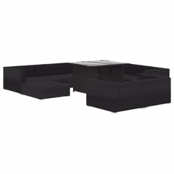 vidaXL Set Divani da Giardino 10 pz con Cuscini in Polyrattan Nero - Vista aggiuntiva 3