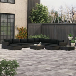 Vidaxl - Set Divani da Giardino 12 pz con Cuscini in Polyrattan Nero