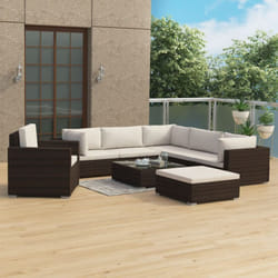Vidaxl - Set Divani da Giardino 8 pz con Cuscini in Polyrattan Marrone
