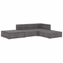 vidaXL Set Divani da Giardino 4 pz con Cuscini in Polyrattan Grigio - Vista aggiuntiva 3