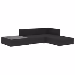 vidaXL Set Divani da Giardino 4 pz con Cuscini in Polyrattan Nero - Vista aggiuntiva 3