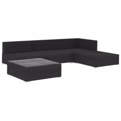 vidaXL Set Divani da Giardino 5 pz con Cuscini in Polyrattan Nero - Vista aggiuntiva 3