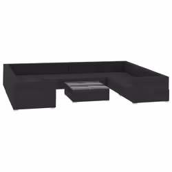 vidaXL Set Divani da Giardino 9 pz con Cuscini in Polyrattan Nero - Vista aggiuntiva 3