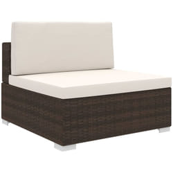 Seduta Centrale Modulare 1 pz con Cuscini in Polyrattan Marrone Vidaxl 9333
