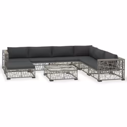 vidaXL Set Divani da Giardino 8 pz con Cuscini in Polyrattan Grigio - Vista aggiuntiva 2