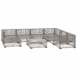 vidaXL Set Divani da Giardino 8 pz con Cuscini in Polyrattan Grigio - Vista aggiuntiva 3