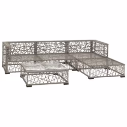 vidaXL Set Divani da Giardino 5 pz con Cuscini in Polyrattan Grigio - Vista aggiuntiva 3