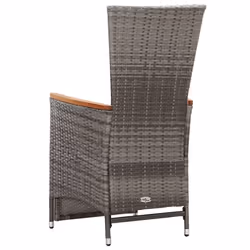 VidaXL 46045 sedia da esterno Terrazzo Seduta imbottita Legno di acacia, Rattan sintetico, Acciaio Grigio - Vista aggiuntiva 7