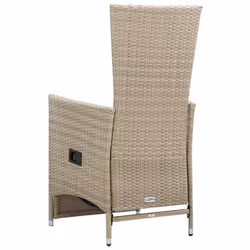VidaXL 46046 sedia da esterno Terrazzo Seduta imbottita Rattan sintetico, Acciaio Crema, Bianco - Vista aggiuntiva 4
