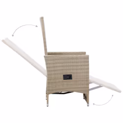 VidaXL 46046 sedia da esterno Terrazzo Seduta imbottita Rattan sintetico, Acciaio Crema, Bianco - Vista aggiuntiva 6