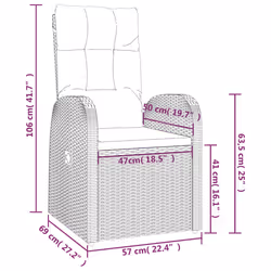 VidaXL 46065 sedia da esterno Terrazzo Seduta imbottita Rattan sintetico, Acciaio Nero - Vista aggiuntiva 7