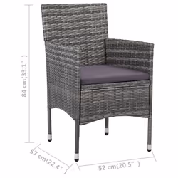 VidaXL 46180 sedia da esterno Terrazzo Seduta imbottita Poliestere Grigio - Vista aggiuntiva 7