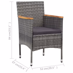VidaXL 46182 sedia da esterno Terrazzo Seduta imbottita Poliestere Grigio - Vista aggiuntiva 7