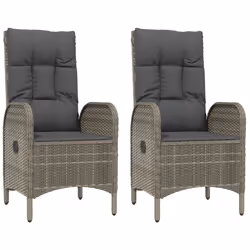 vidaXL Sedie da Giardino 2 pz in Polyrattan Grigio - Vista aggiuntiva 2